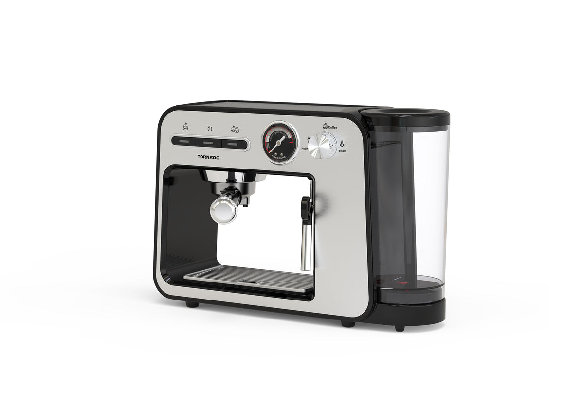 Tornado 5-in-1 Portafilter & Multi-Capsule Coffee Machine: 19-Bar, PID, Steam Wand, Hot Water, Cup Warmer, Rotary/Button Control, 20s Heat-Up