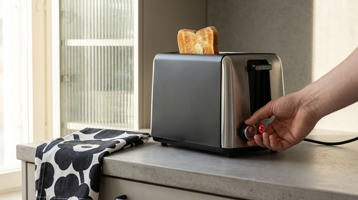 Tornado 2-Slice Toaster 750W: 100x100mm Slots, 7 Levels, Defrost/Reheat, High-Lift, Crumb Tray/Cord Storage