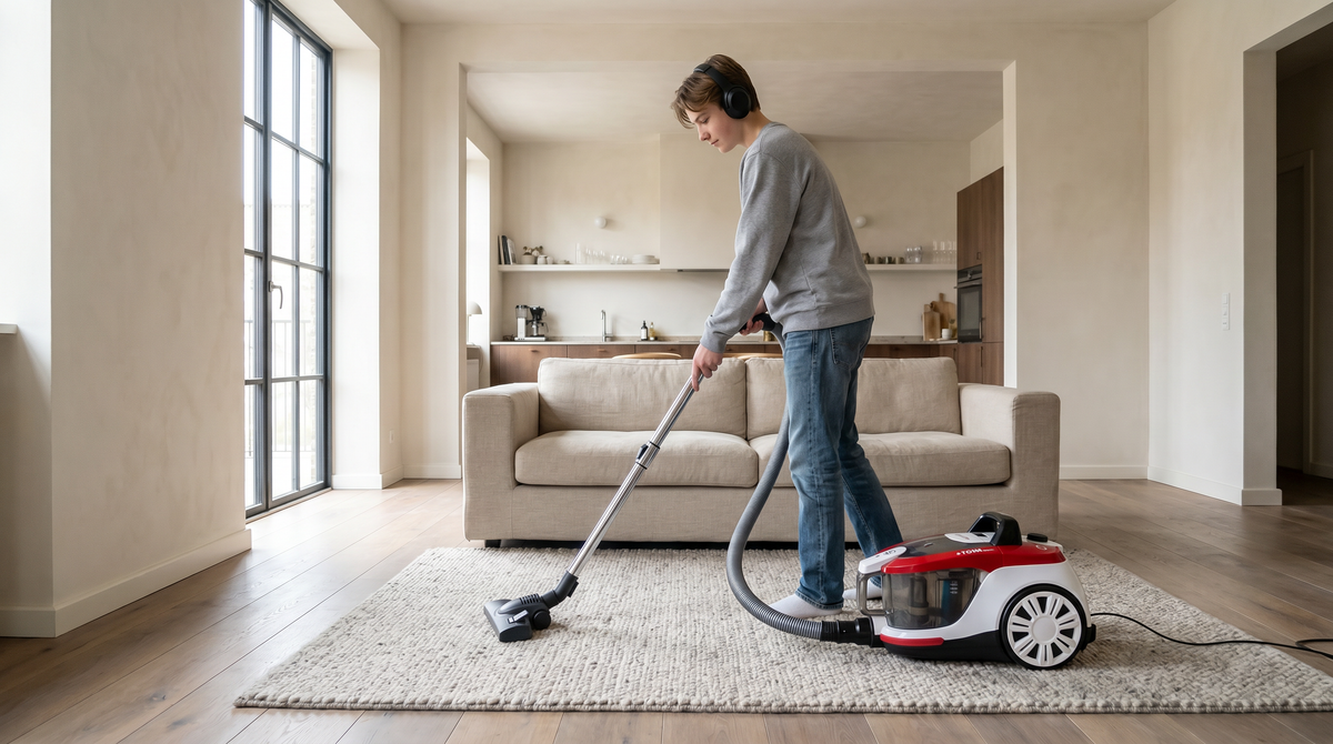 Tornado Bagless Cylinder Vacuum: 800W/145W Suction, 1.8L Dust Bin, Dual HEPA (H10+H13), 7m Cable/10m Radius, Eco Brush.