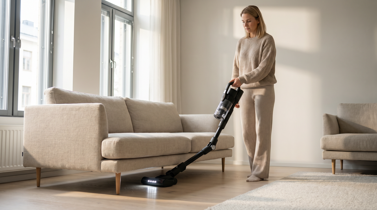 Tornado Cordless Handstick Vacuum: 500W/200W Suction, Flexible Wand/Swivel Brush, H12 HEPA, LED Display, 60min Runtime, 3 Modes