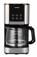 Tornado Digital American Coffee Machine: 1000W, 1.5L Tank (12 Cups), LED Touch, SS/Black, Anti-Drip, Reusable Filter, Glass Carafe