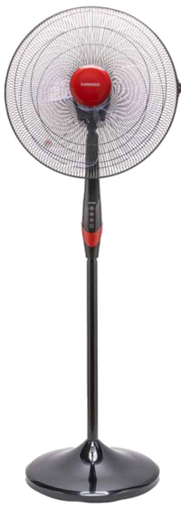 Tornado 18" Telescopic Stand Fan: 75W, 3 Speeds, 80-120° Osc, 15-30° Tilt, 46dB Quiet, Black/Red
