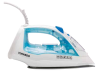 Tornado 2200W Steam Iron: Teflon Soleplate, 160g Boost/25-40g/min Cont Steam, Vertical Steam, Anti-Calc/Drip, 55s Heat-Up, 300ml Tank
