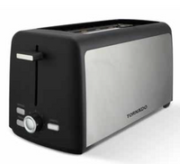 Tornado Long-Slot Toaster 1400W: 200x100mm (4x100mm equiv), 7 Levels, Defrost/Reheat/Cancel, High-Lift, Crumb Tray/Cord Storage