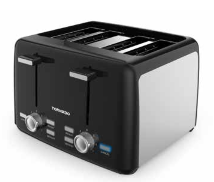 Tornado Tostapane 4 fette 1600 W — 7 livelli, estrazione alta