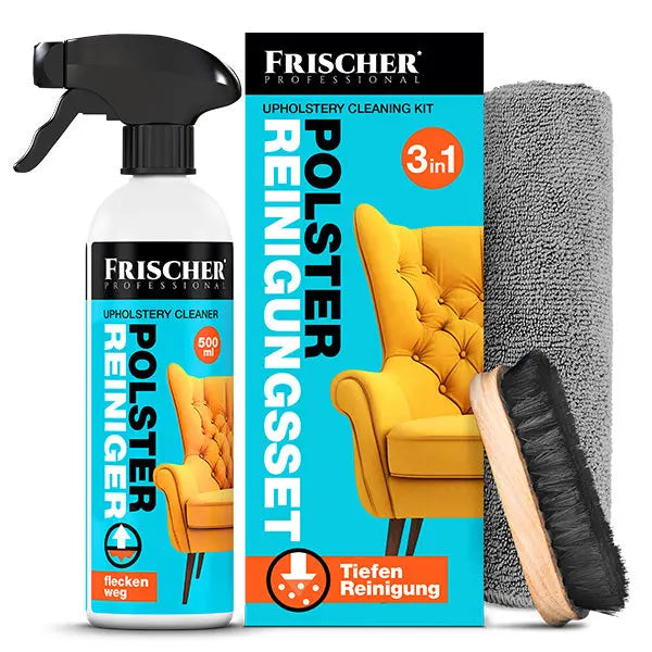 Kit di pulizia per tappezzeria 3 in 1: detergente per tappezzeria, spazzola, panno in microfibra - 500 ml