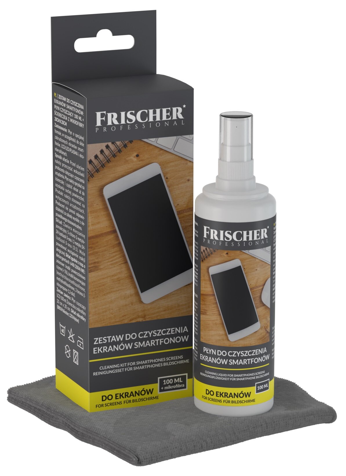 Mobile screen pulizia kit: lcd, led, plasma, oled, liquido 100 ml + microfiber 20x20 cm