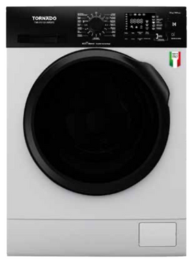Tornado 10kg Front Load Inverter Washer: 1400rpm, A Eff, Steam Prog, Rapid 15min, Self-Clean Drum, 15 Progs, Auto Balance